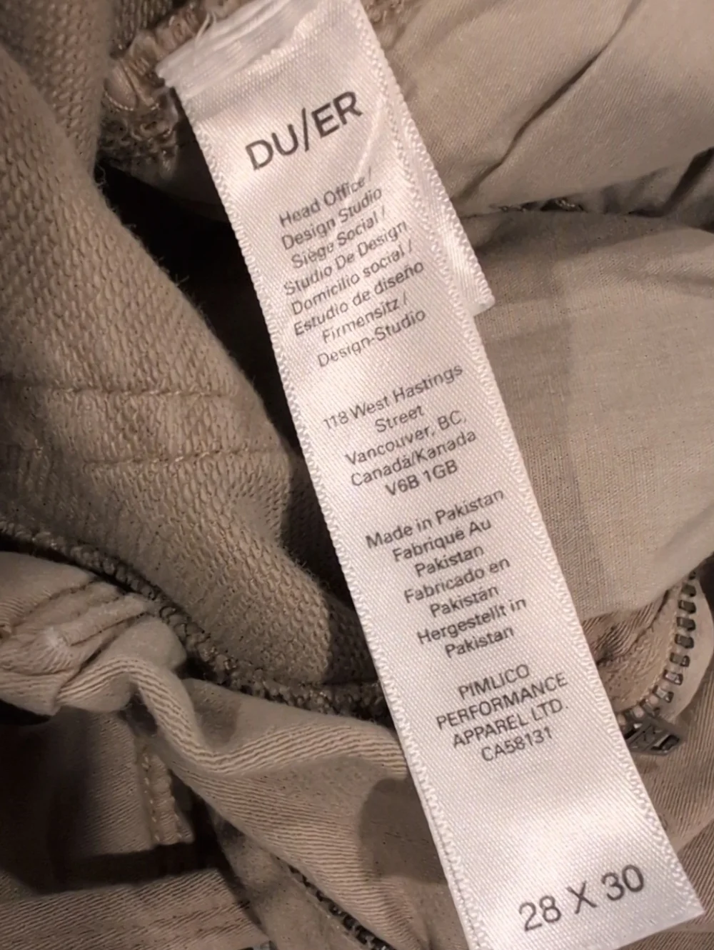 Du/Er No Sweat Slim Taper Pants Desert Khaki Nx2 28x29.5